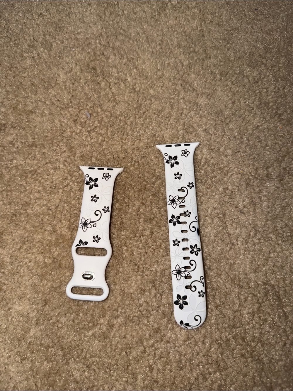 White Floral Silicone Watch Band for Smartwatches